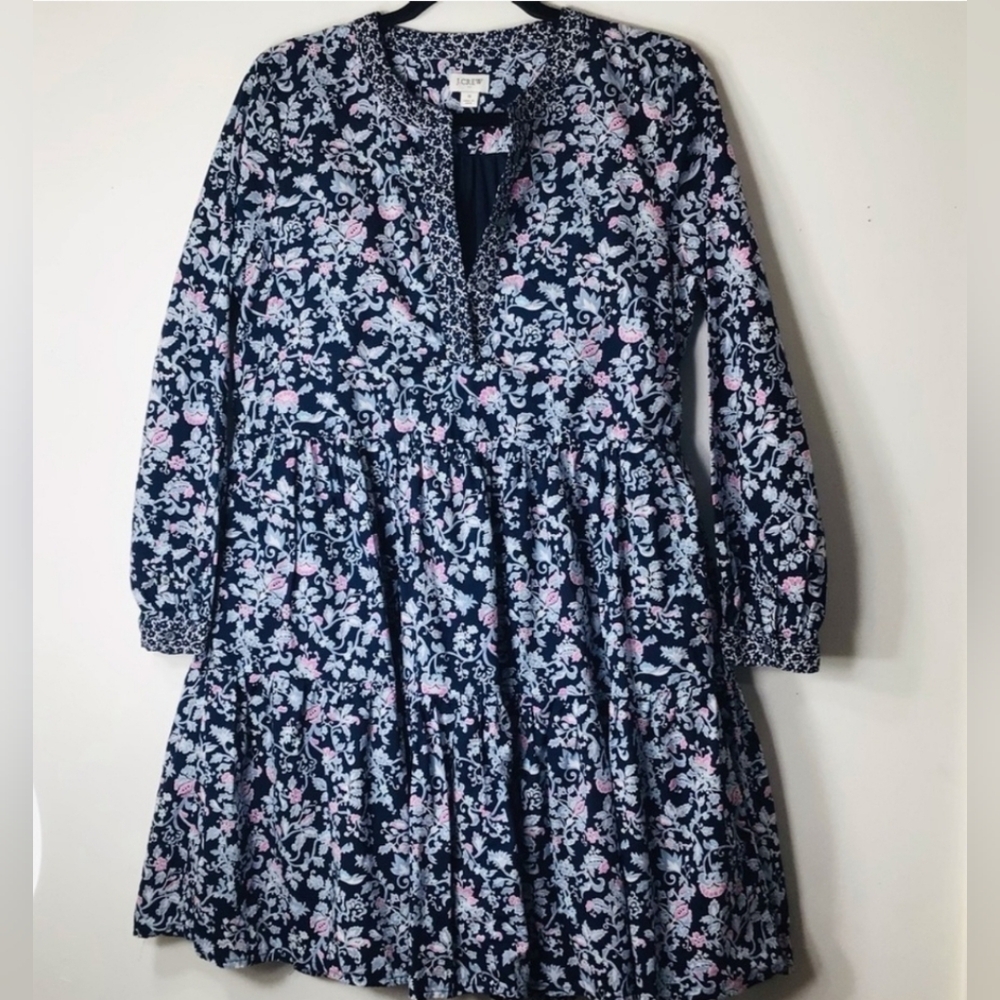 J. Crew Navy and Pink Floral Dress